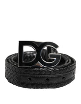 Dolce & Gabbana Black Classic Leather DG Logo Buckle Belt - 95 cm / 38 Inches - Belts