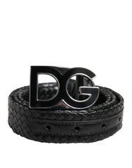 Dolce & Gabbana Black Classic Leather DG Logo Buckle Belt - 95 cm / 38 Inches - Belts