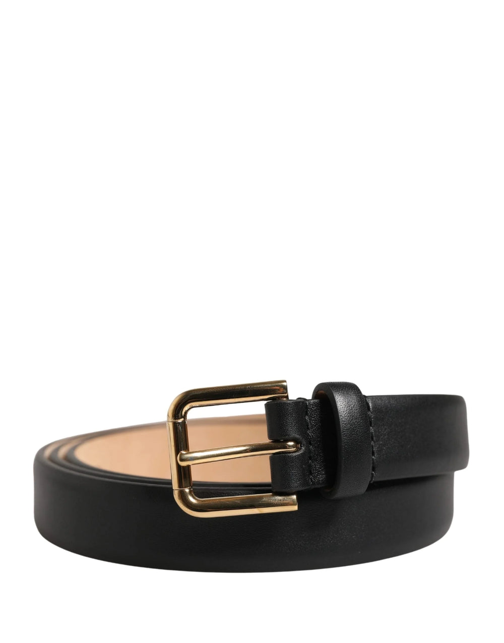 Dolce & Gabbana Black Classic Leather Gold Metal Buckle Belt - 95 cm / 38 Inches
