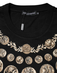 Dolce & Gabbana Black Coin Print Cotton Crew Neck T-shirt - T-Shirts