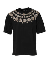Dolce & Gabbana Black Coin Print Cotton Crew Neck T-shirt - T-Shirts