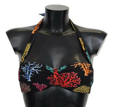 Dolce & Gabbana Black Corals Print Swimsuit Beachwear Bikini Top - IT1 | XS - Swimwear Tops