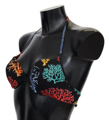 Dolce & Gabbana Black Corals Print Women Beachwear Bikini Tops - IT1 | XS - Swimwear Tops