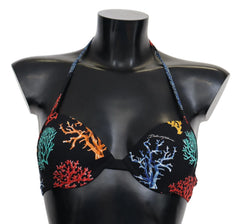 Dolce & Gabbana Black Corals Print Women Beachwear Bikini Tops - IT1 | XS - Swimwear Tops