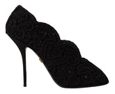 Dolce & Gabbana Black Cordonetto Ricamo Pump Open Toe Shoes - EU40/US9.5 - Heels