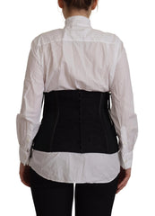 Dolce & Gabbana Black Corset Belt Stretch Waist Strap Top - IT44|L - Blouses