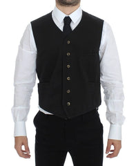 Dolce & Gabbana Black Cotton Blend Dress Vest Gilet - Vests