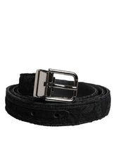 Dolce & Gabbana Black Cotton Blend Silver Metal Buckle Belt - 110 cm / 44 Inches - Belts