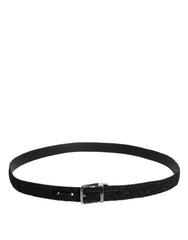 Dolce & Gabbana Black Cotton Blend Silver Metal Buckle Belt - 110 cm / 44 Inches - Belts