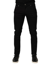 Dolce & Gabbana Black Cotton Blend Skinny Men Trouser Pants - Trousers