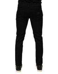 Dolce & Gabbana Black Cotton Blend Skinny Men Trouser Pants - Trousers