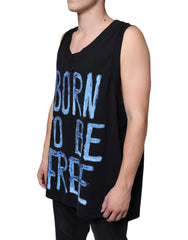 Dolce & Gabbana Black Cotton Born To Be Free Sleeveless T-shirt - IT52 | XL - Tank Tops