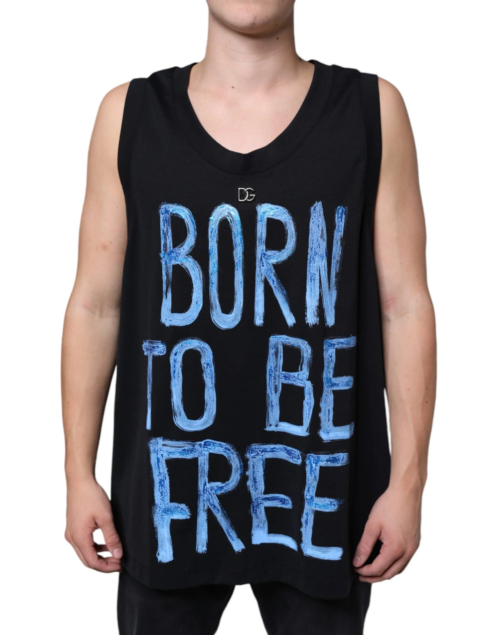 Dolce & Gabbana Black Cotton Born To Be Free Sleeveless T-shirt - IT52 | XL - Tank Tops