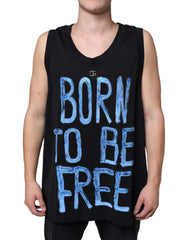 Dolce & Gabbana Black Cotton Born To Be Free Sleeveless T-shirt - IT52 | XL - Tank Tops