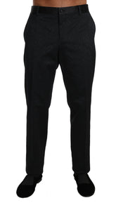 Dolce & Gabbana Black Cotton Brocade Formal Trousers Pants - IT54 | L - Trousers
