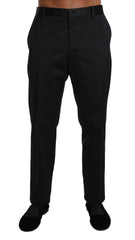 Dolce & Gabbana Black Cotton Brocade Formal Trousers Pants - IT54 | L - Trousers