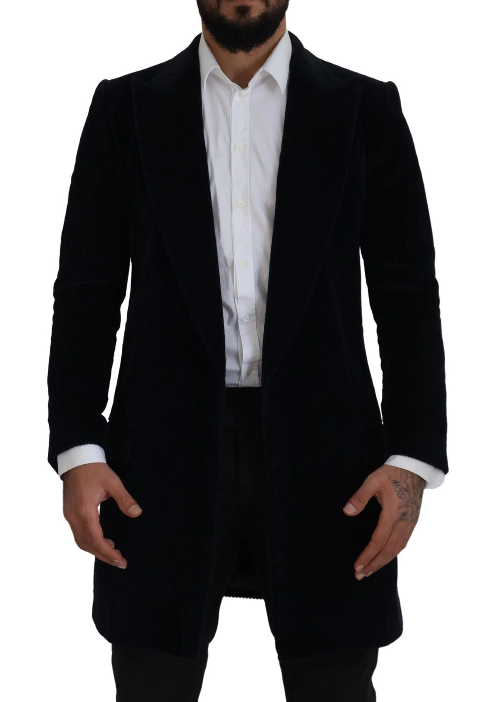 Dolce & Gabbana Black Cotton Cardigan Long Coat Men Jacket - IT46 | S - Sport Jackets