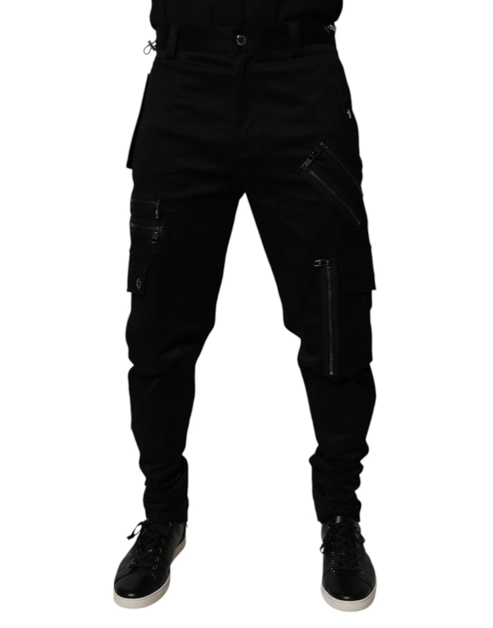 Dolce & Gabbana Black Cotton Cargo Tapered Pants - IT48 | M - Cargo Pants