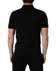 Dolce & Gabbana Black Cotton Collared Short Sleeves Men Polo T-shirt - IT48 | M