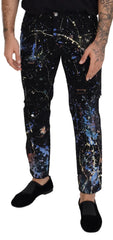 Dolce & Gabbana Black Cotton Color Splash Print Denim Jeans - IT48 | M - Jeans