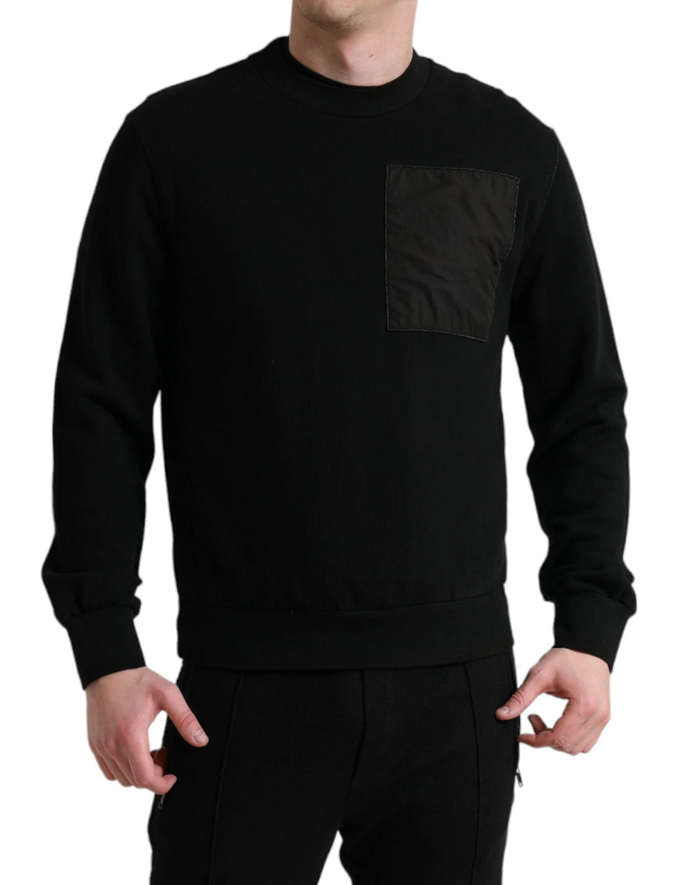 Dolce & Gabbana Black Cotton Crew Neck Men Pullover Sweater - IT50 | L - Sweaters