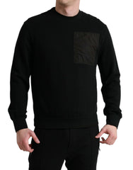 Dolce & Gabbana Black Cotton Crew Neck Men Pullover Sweater - IT50 | L - Sweaters