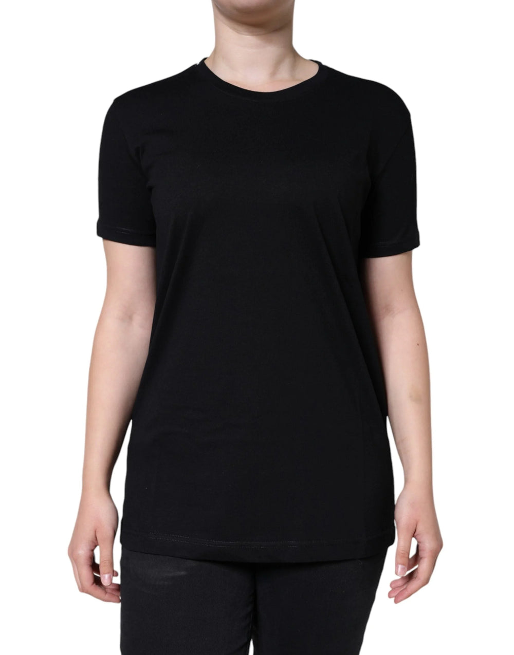 Dolce & Gabbana Black Cotton Crew Neck Short Sleeve T-shirt - T-Shirts