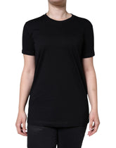 Dolce & Gabbana Black Cotton Crew Neck Short Sleeve T-shirt - T-Shirts