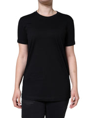 Dolce & Gabbana Black Cotton Crew Neck Short Sleeve T-shirt - T-Shirts