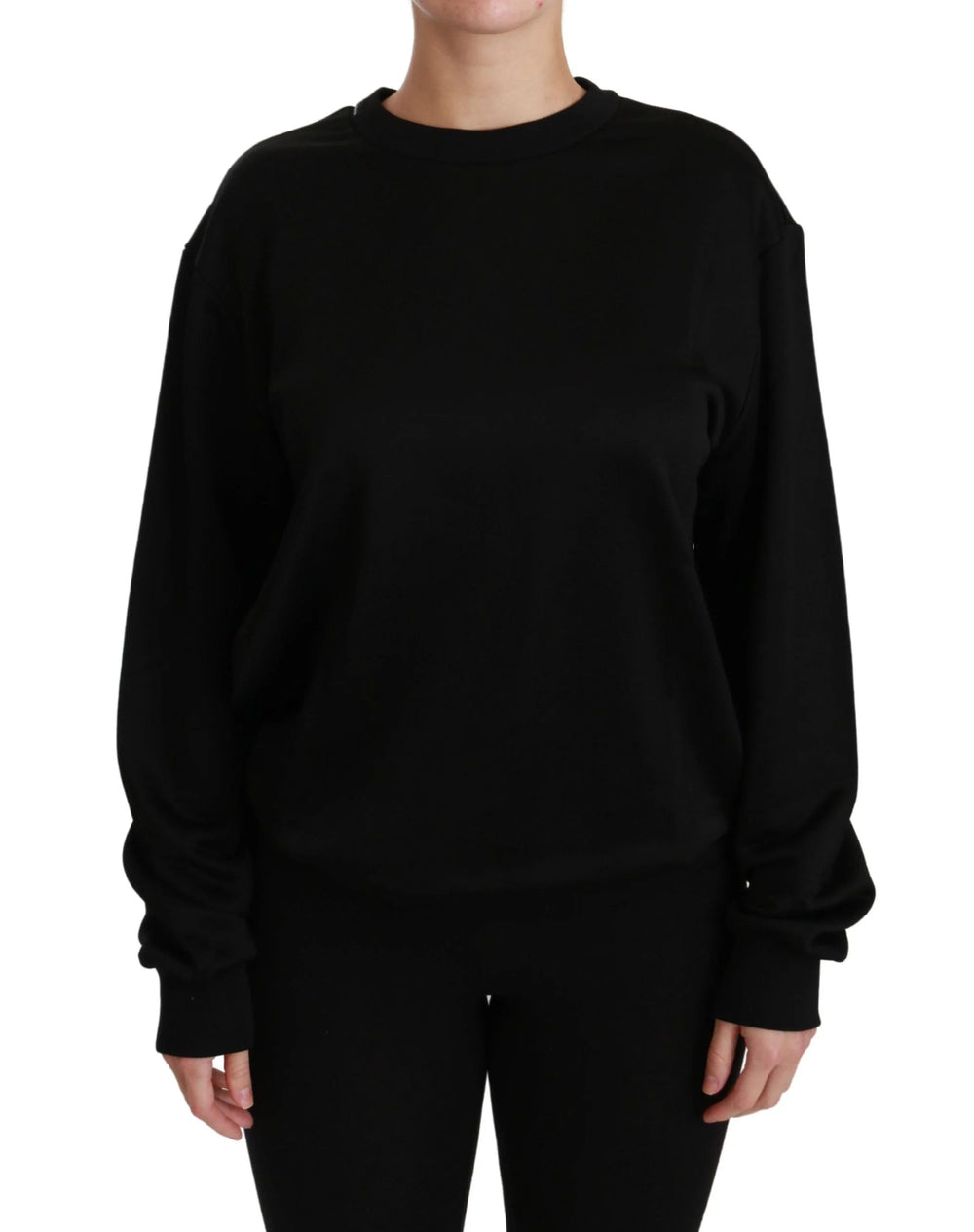 Dolce & Gabbana Black Cotton Crewneck Pullover Sweater - Sweaters