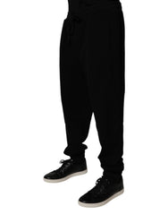 Dolce & Gabbana Black Cotton Crown Logo Jogger Pants - IT58 | 3XL - Joggers