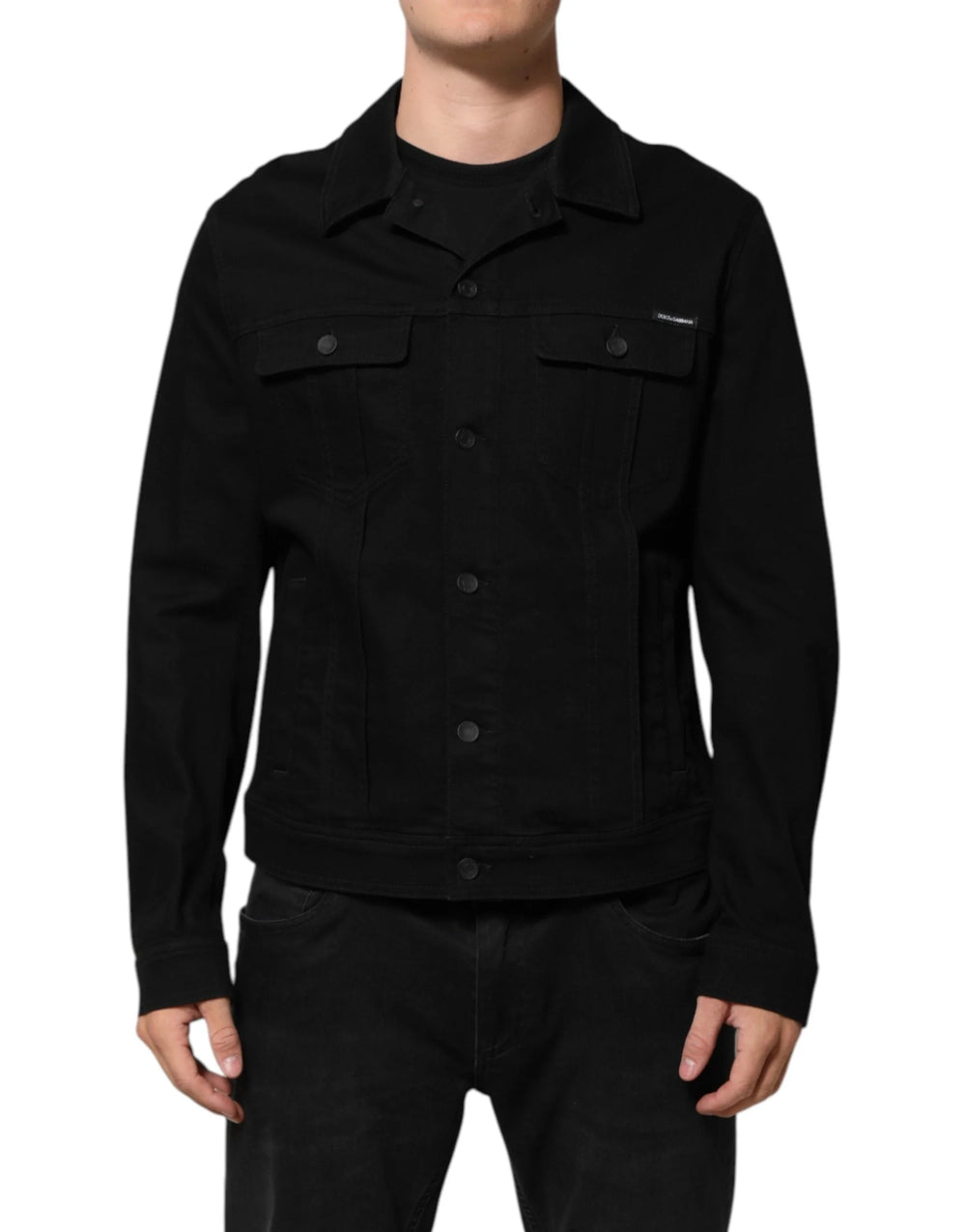 Dolce & Gabbana Black Cotton Denim Stretch Giubbotto Jacket - IT56 | XXL - Trucker Jackets