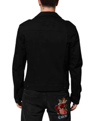 Dolce & Gabbana Black Cotton Denim Stretch Giubbotto Jacket - IT56 | XXL - Trucker Jackets