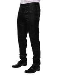 Dolce & Gabbana Black Cotton DG Crown Dress Pants - IT52 | XL - Trousers
