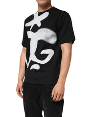 Dolce & Gabbana Black Cotton DG Logo Graffiti Short Sleeve T-shirt - XS - T-Shirts