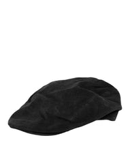 Dolce & Gabbana Black Cotton DG Logo Newsboy Cloth Capello Hat - 57 cm|S - Flat Caps