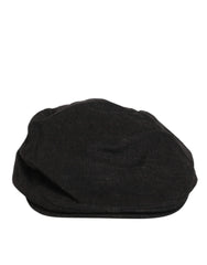 Dolce & Gabbana Black Cotton DG Logo Newsboy Cloth Capello Hat - 58 cm|M - Flat Caps