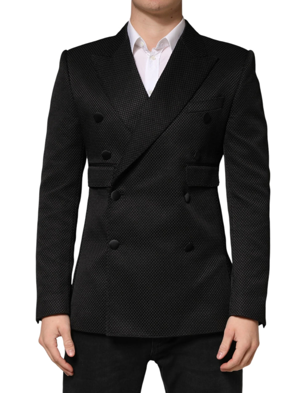 Dolce & Gabbana Black Cotton Double Breasted 2 Button Blazer - IT50 | L