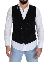 Dolce & Gabbana Black Cotton Double Breasted Waistcoat Vest - Vests