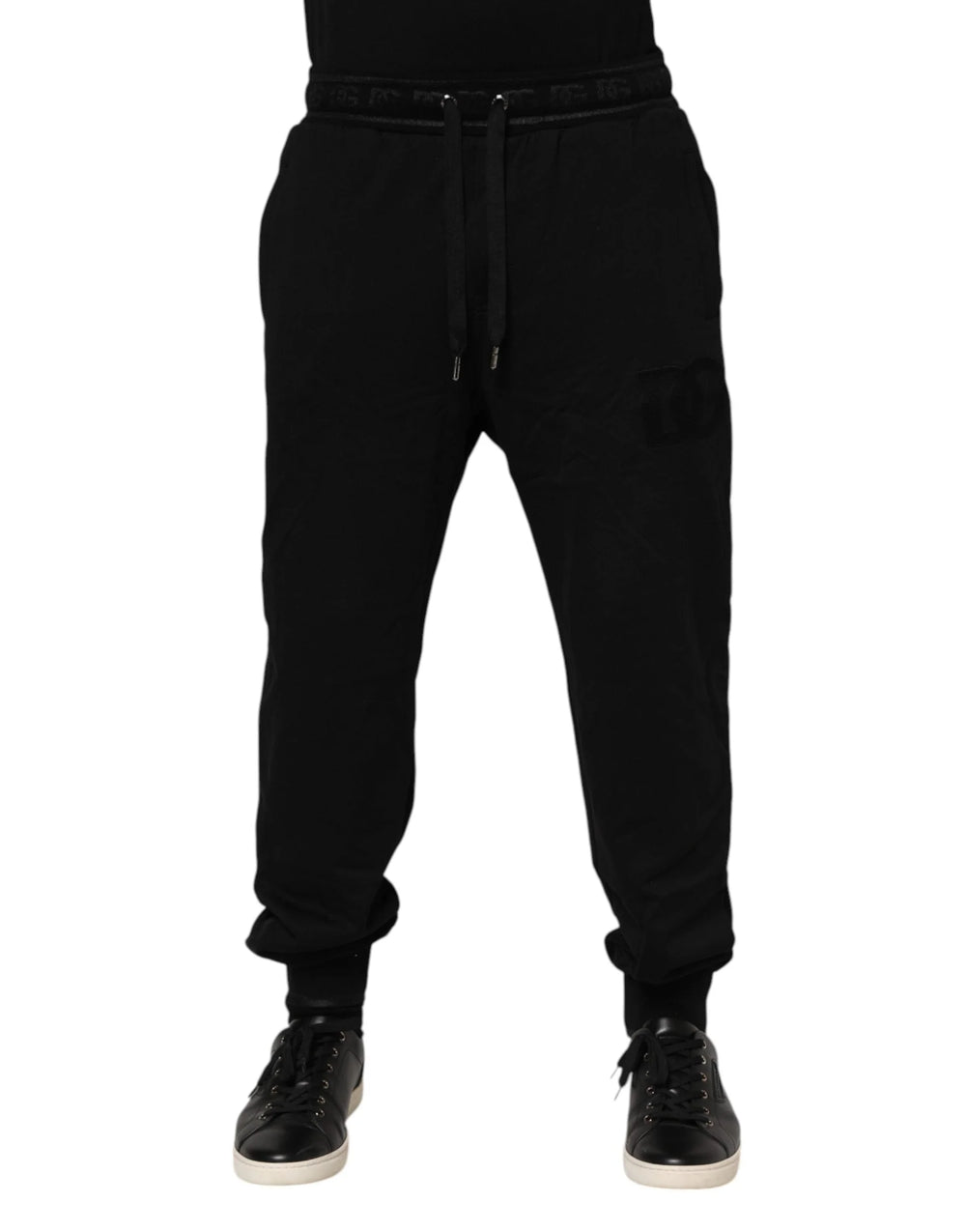 Dolce & Gabbana Black Cotton Drawstring Jogger Pants - Joggers