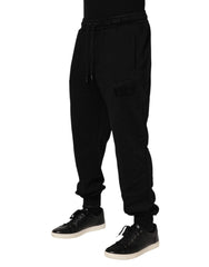 Dolce & Gabbana Black Cotton Drawstring Jogger Pants - Joggers