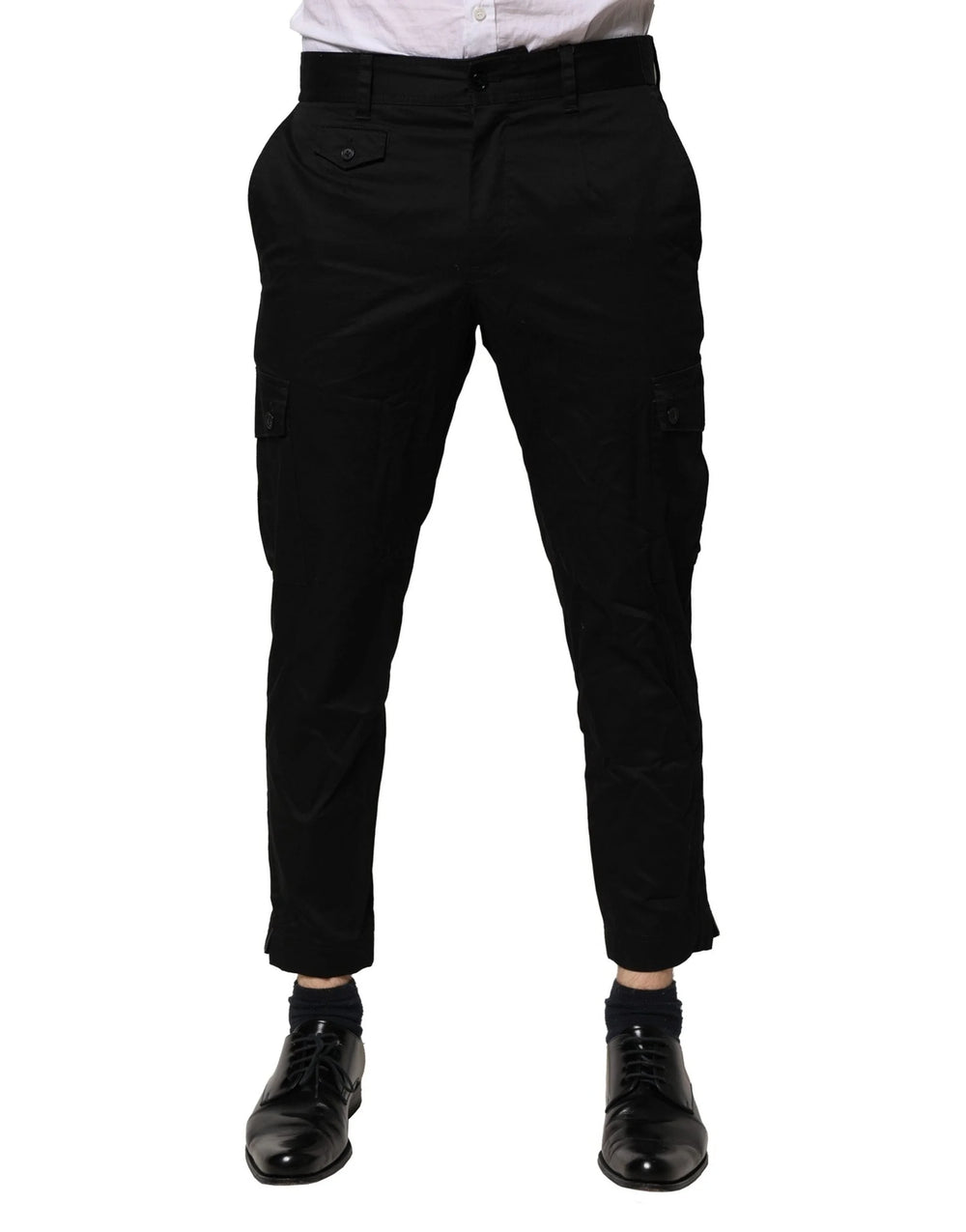 Dolce & Gabbana Black Cotton Dress Slim Formal Pants - IT48 | M - Trousers