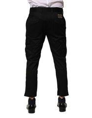 Dolce & Gabbana Black Cotton Dress Slim Formal Pants - IT48 | M - Trousers