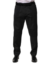 Dolce & Gabbana Black Cotton Dress Slim Formal Pants - Trousers