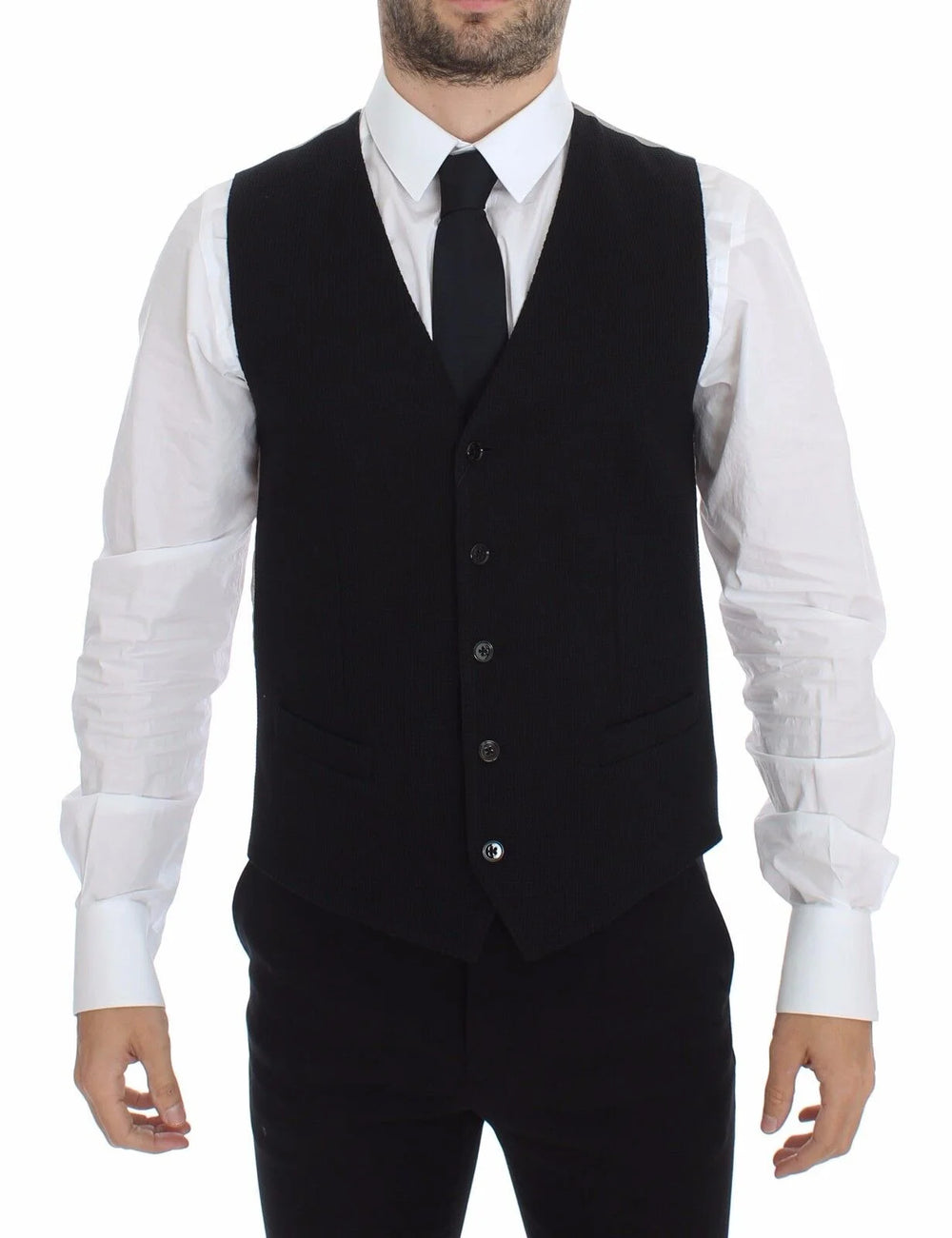 Dolce & Gabbana Black Cotton Dress Vest Blazer Jacket - IT48 | M - Vests