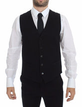 Dolce & Gabbana Black Cotton Dress Vest Blazer Jacket - IT48 | M - Vests