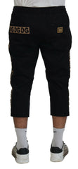 Dolce & Gabbana Black Cotton Elastic Waist DG Logo Cropped Pants - IT50 | L - Joggers