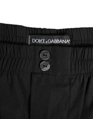 Dolce & Gabbana Black Cotton Elastic Waistband Button Swimwear - IT48 | M