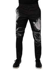 Dolce & Gabbana Black Cotton Floral Skinny Dress Pants - IT48 | M - Trousers
