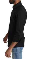 Dolce & Gabbana Black Cotton Formal Dress Men Top Shirt - IT38 | XS - Shirts